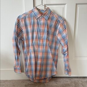 Vineyard Vines Blue and Orange Plaid Shirt